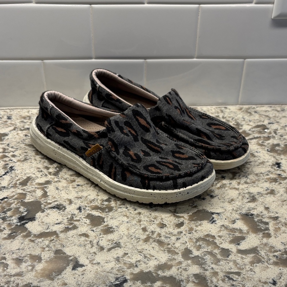 Hey Dude Gray Leopard Slip-On Shoes